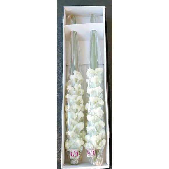 Napcoware Snow Drip Taper Candles Pair New Sealed Green 11.5 in Vintage MCM - Picture 6 of 16